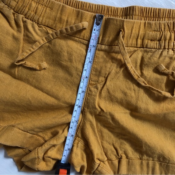 Mustard Yellow Linen Shorts - Picture 6 of 6